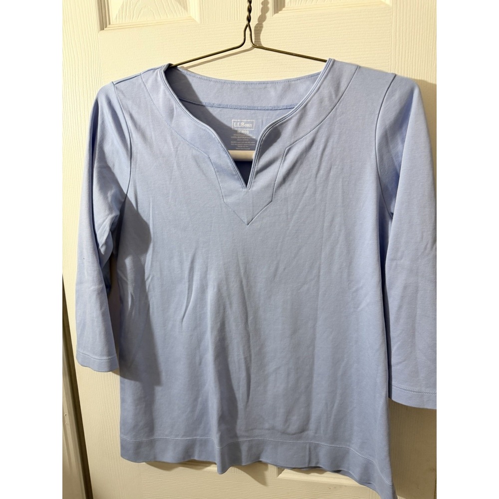 LL Bean‎ Women Size M Tee Three-Quarter-Sleeve Splitneck Tunic Everyday Staple